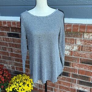 Soft Surroundings Classic Boatneck Crochet Trim Waffle Knit Women's Small Tunic